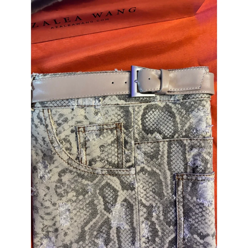 Women's Azalea Wang Over the Knee Boots 8.5 Tan Gray Snake Print